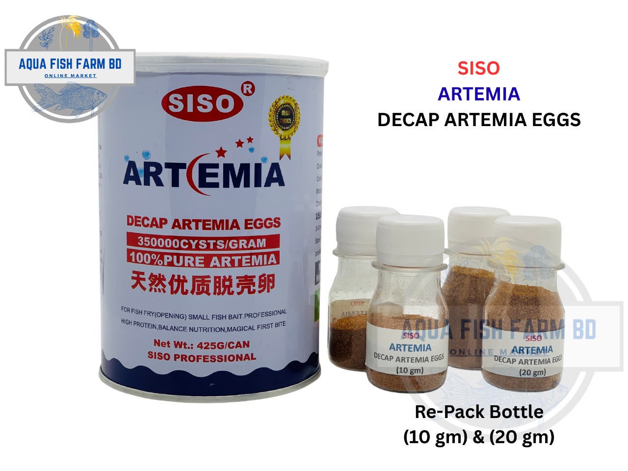 ARTEMIA Decap Artemia Eggs Dry Food (10gm or 20gm Re-Pack) For Baby Fish