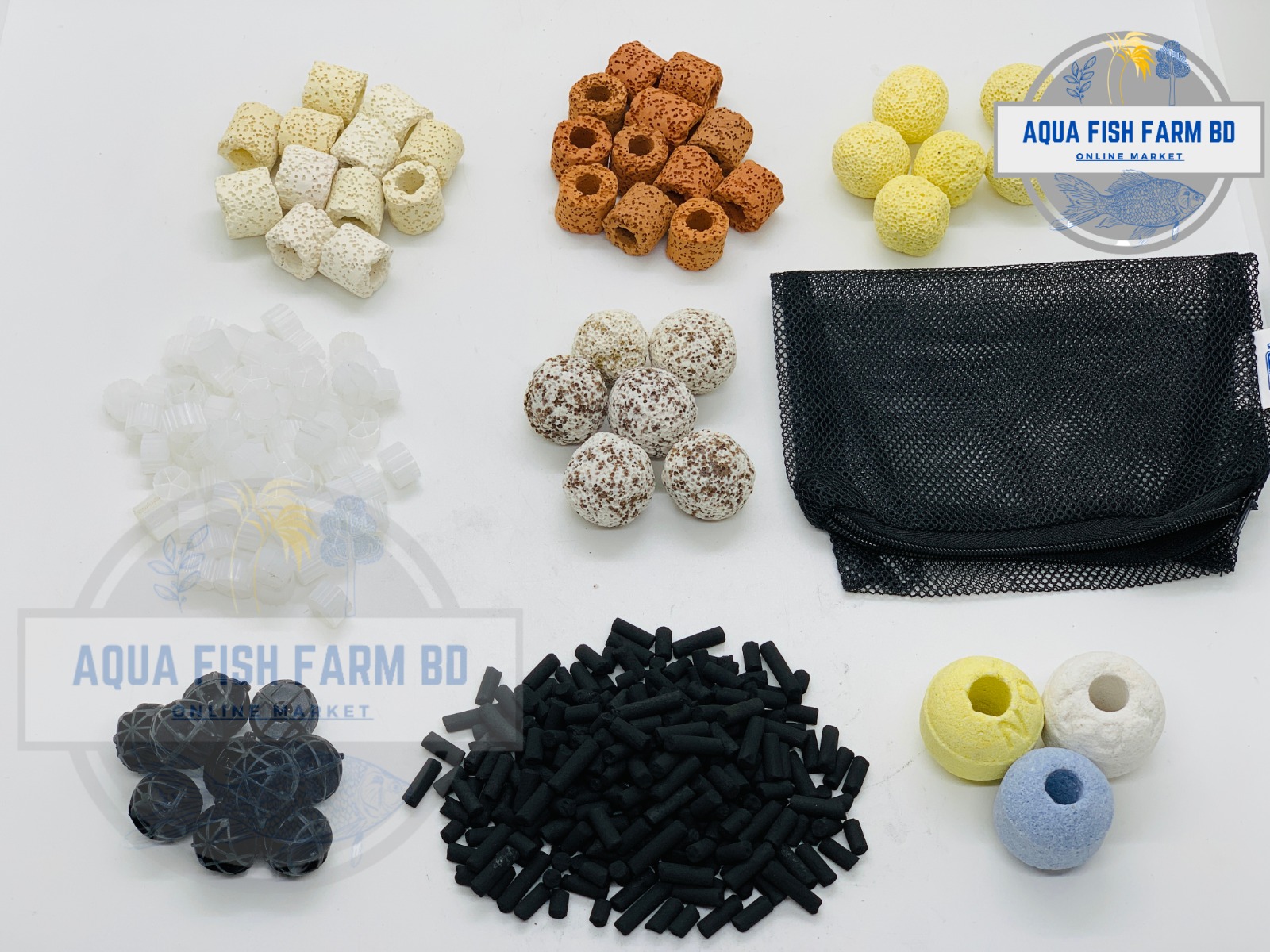 Mix Bio Filter Media (8 Items With a Net Bag) For Fish Tank