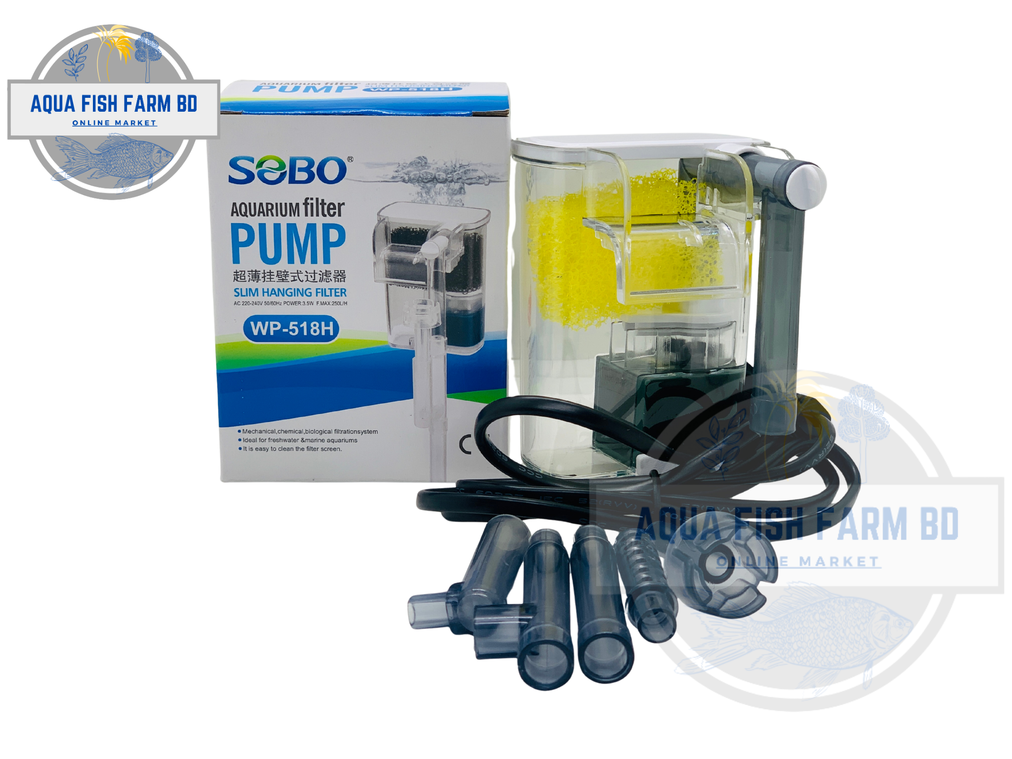 Sobo WP-518H (3.5Watt,250L/H) Slim & Small Hanging Filter