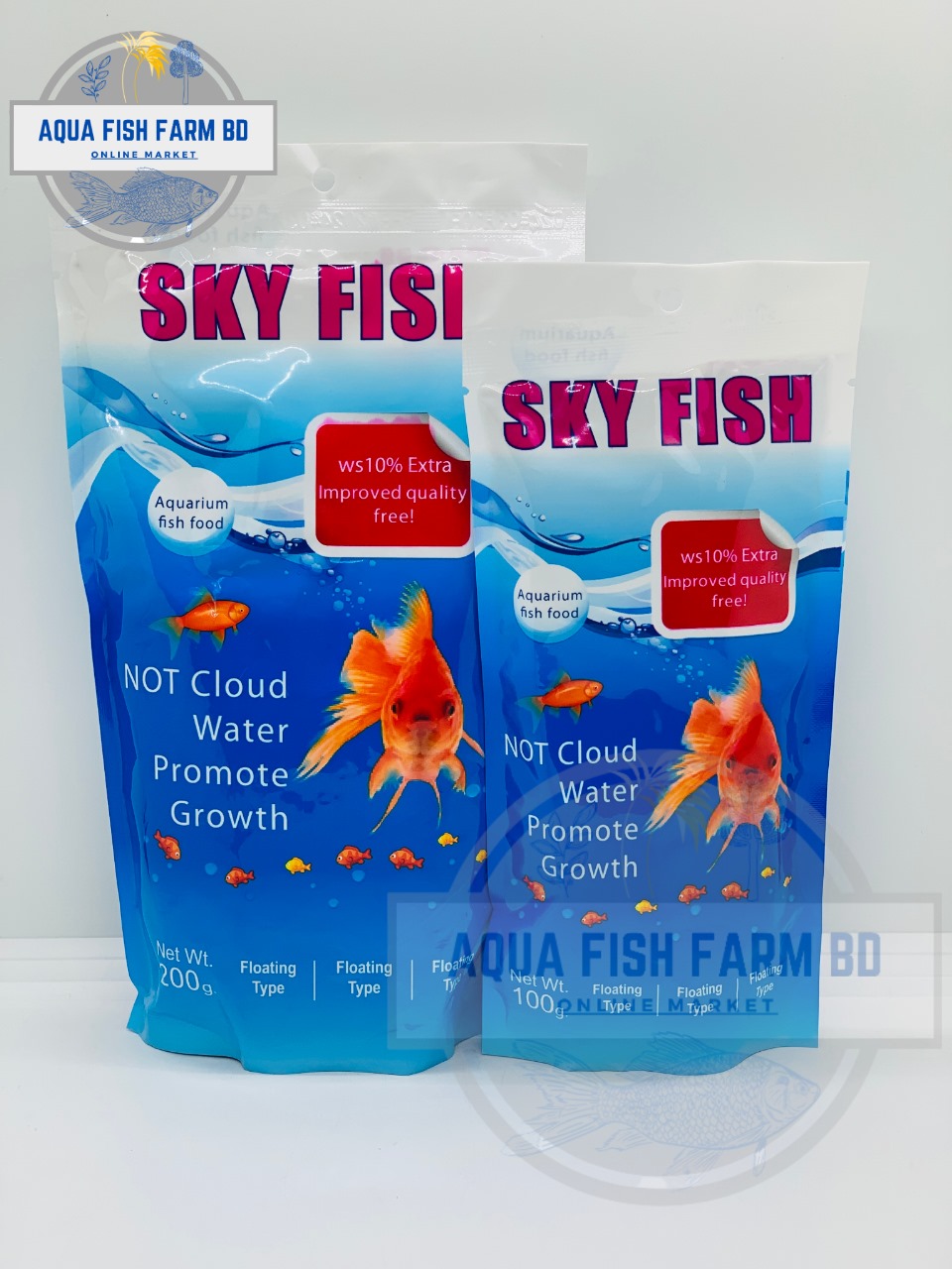 SKY FISH Food Blue Pack (100Gm or 200Gm)Mini Size Pellet Red & Green Color Fish Food
