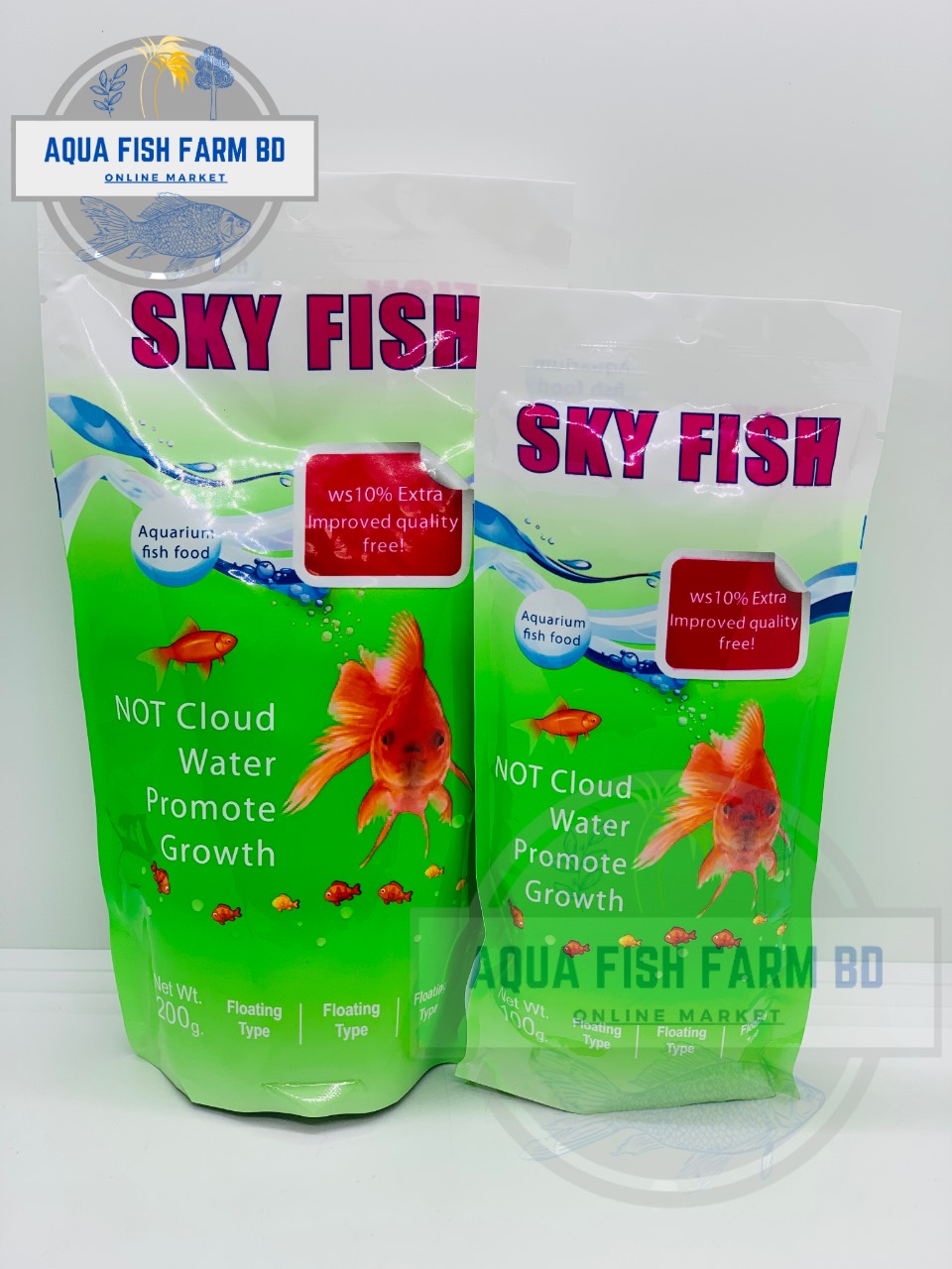 SKY FISH Food Green Pack (100Gm or 200Gm)Mini Size Pellet Green Color Fish Food