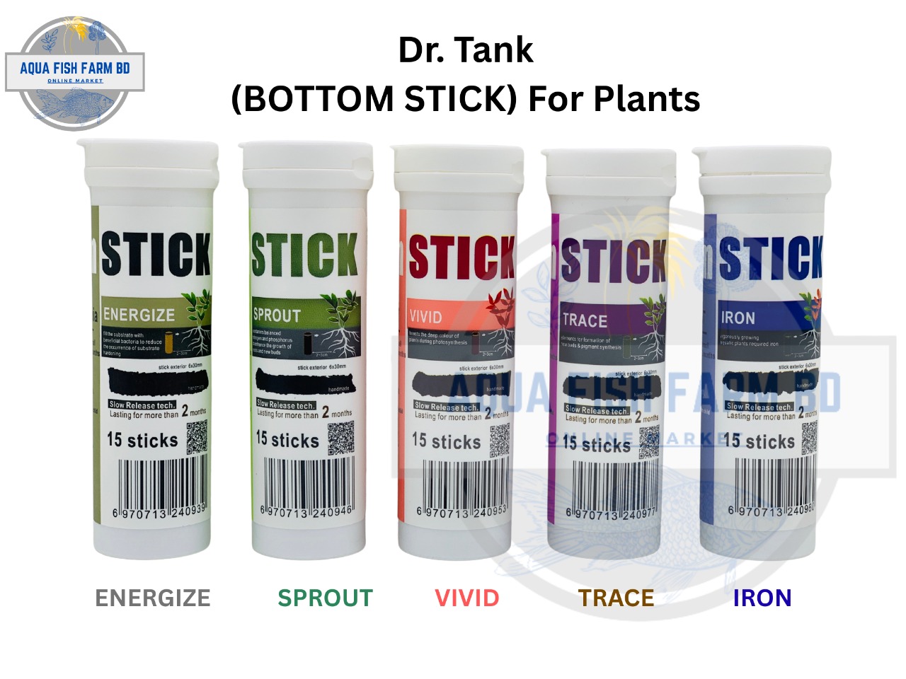Dr.Tank Bottom STICK-ENERGIZE, SPROUT, VIVID & IRON For Planted Tank