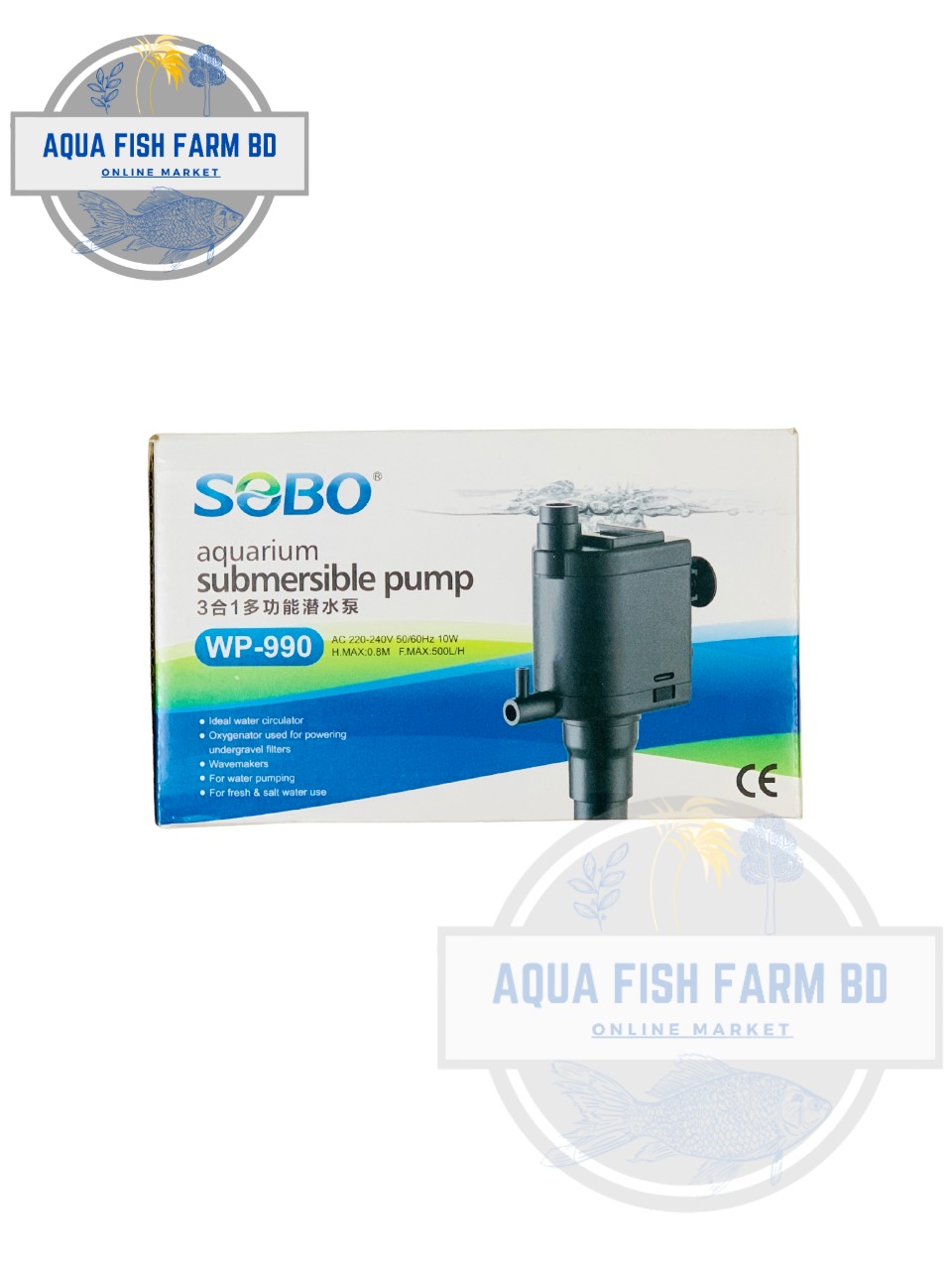 Sobo Submersible Power Head WP-990 (10w & 500L/H)For Fish Tank Filter