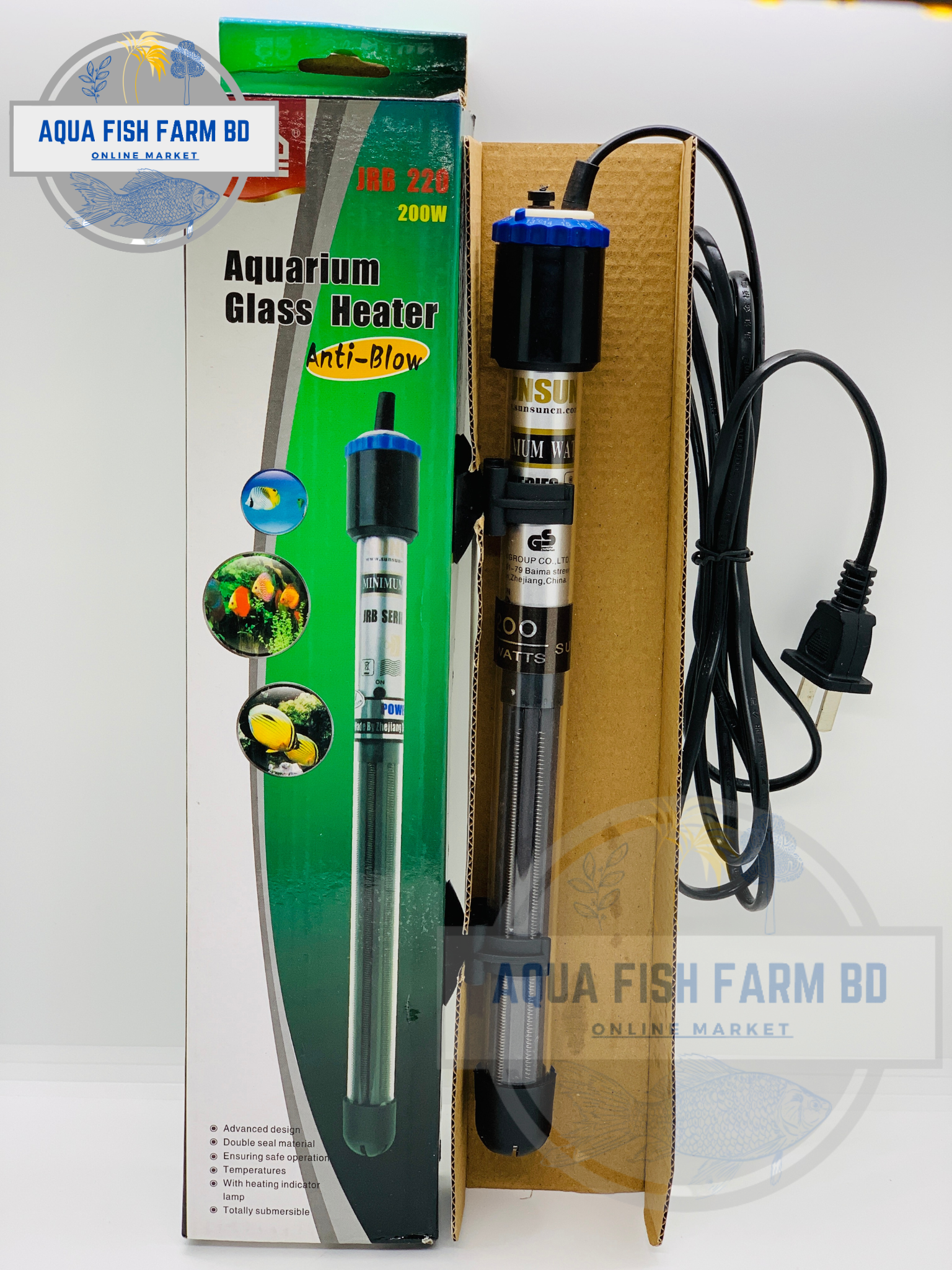 Sunsun JRB-220, (200 watt Glass Heater) Heater For Fish Tank