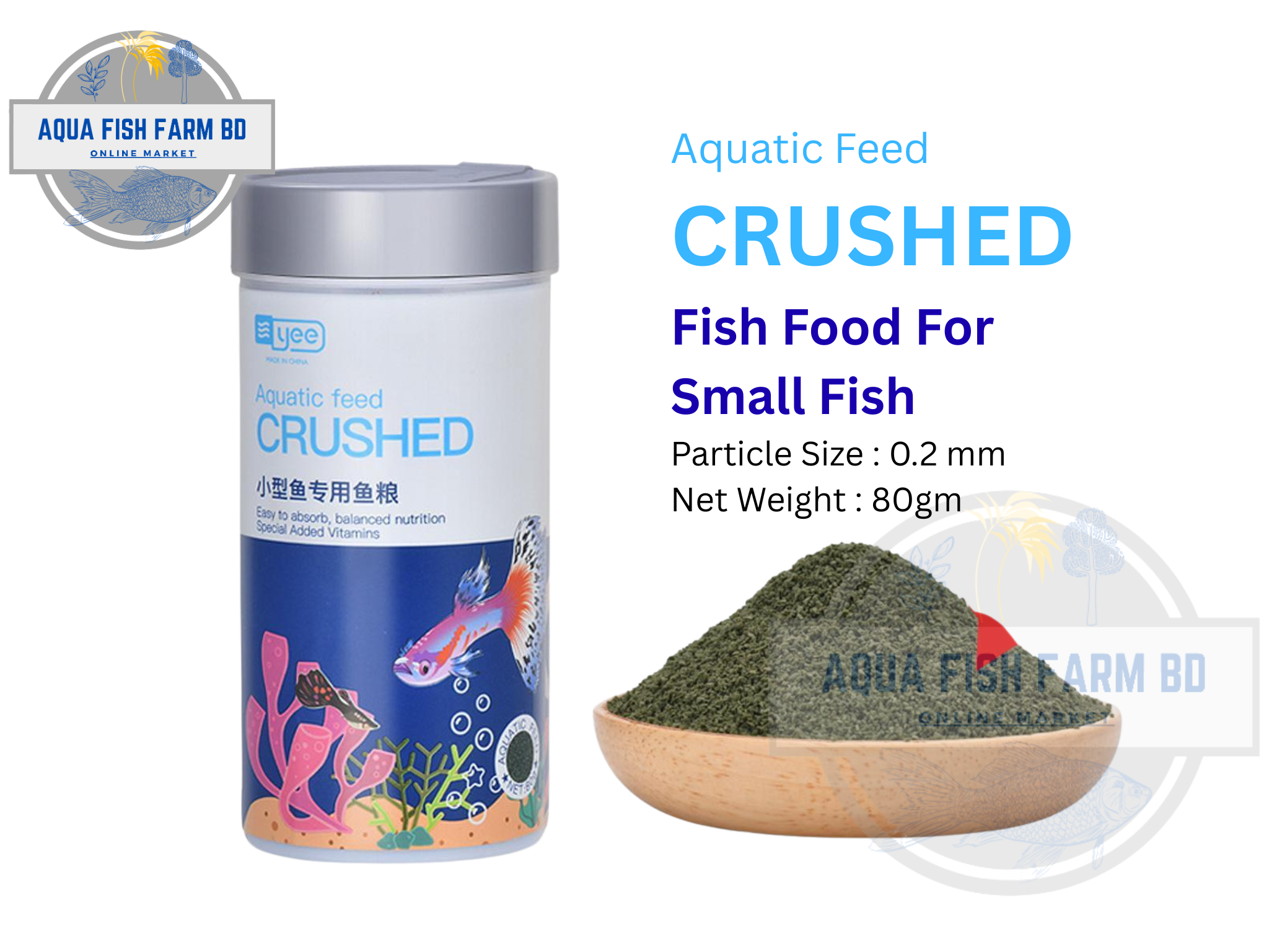 Crushed Aquatic Feed (Yee) 80gm Fish Food For Small Fish