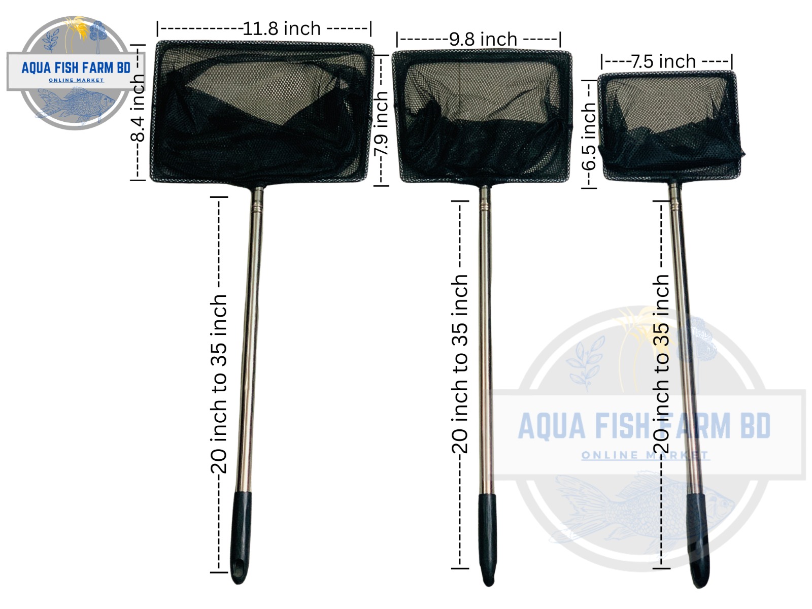 Fishing Net With Adjustable Steel Handle (Yee) Small Medium & Large Size