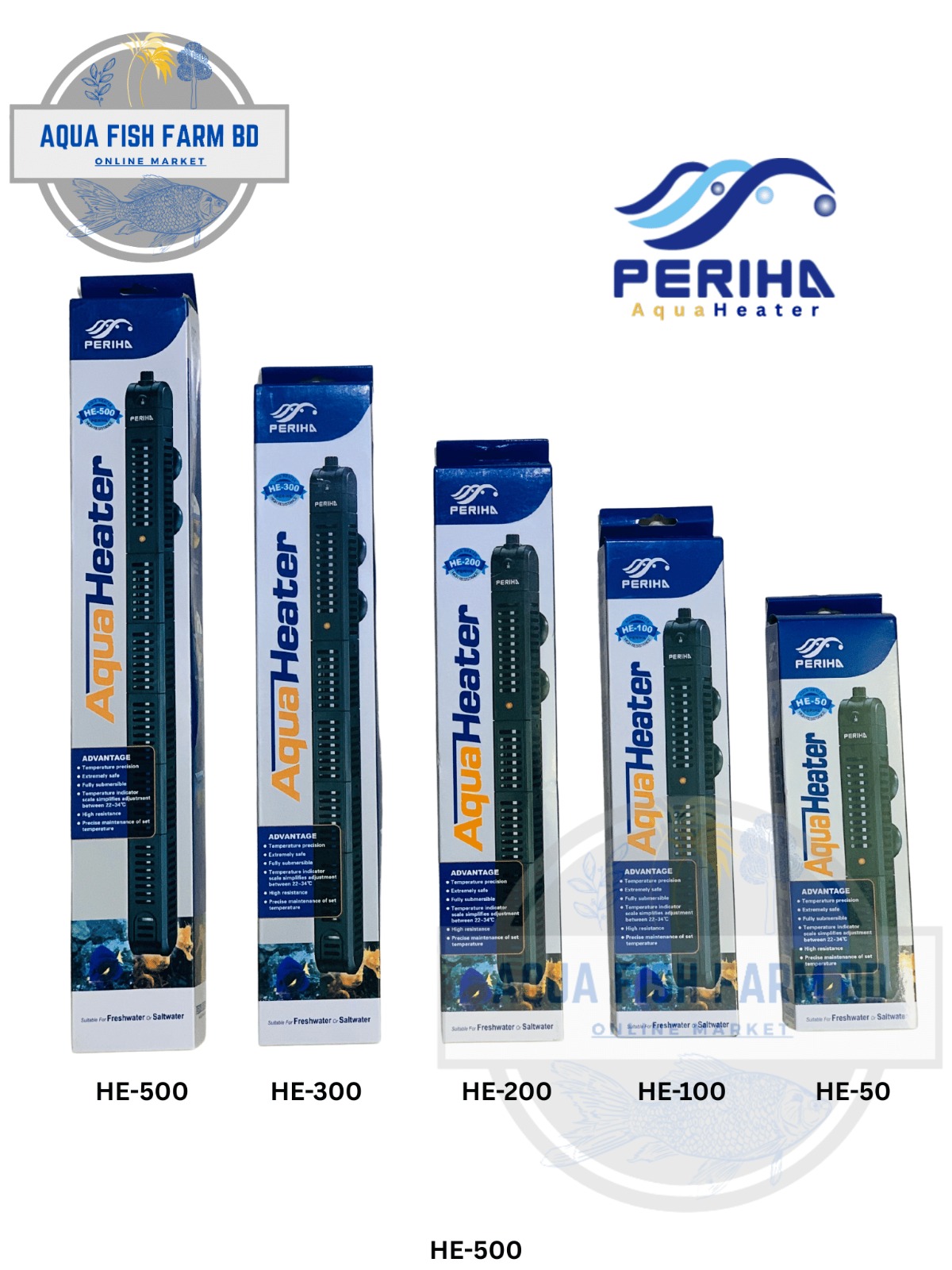 Aqua Heater PERIHA–HE Series, With Heater Glass protective cover